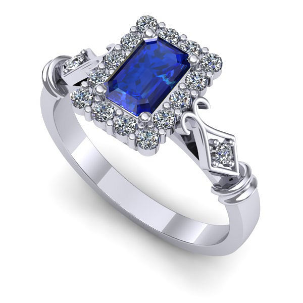 Inel din aur alb cu safir