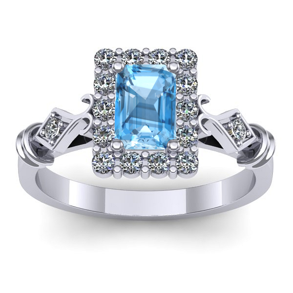 Inel logodna cu topaz blue dreptunghiular