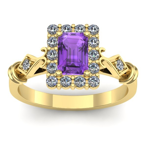 Inel cu ametist dreptunghiular