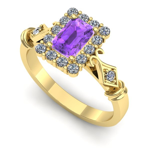Inel de logodna din aur galben cu ametist