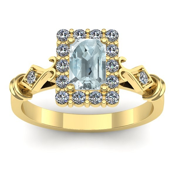 Inel cu aquamarin dreptunghiular