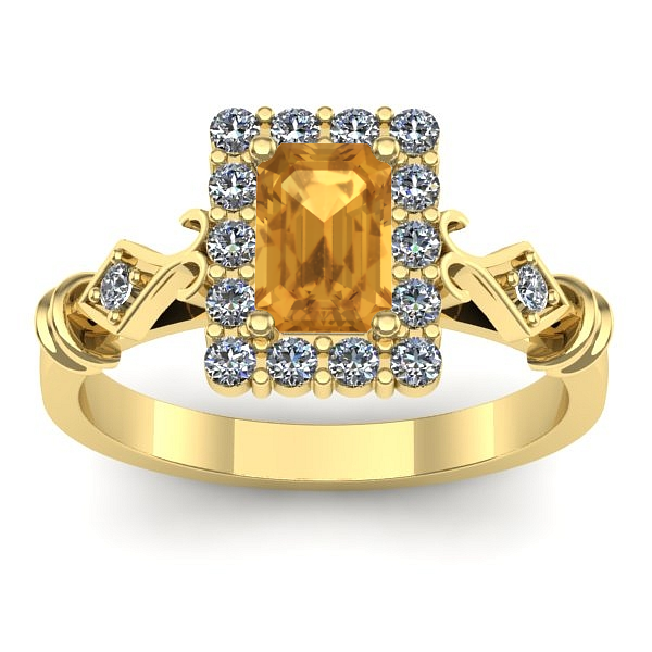 Inel cu citrin dreptunghiular