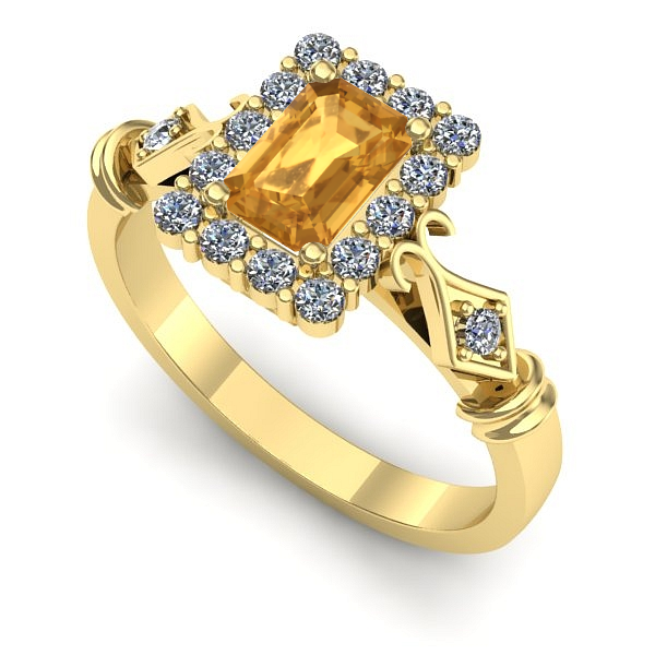 Inel din aur galben cu citrin