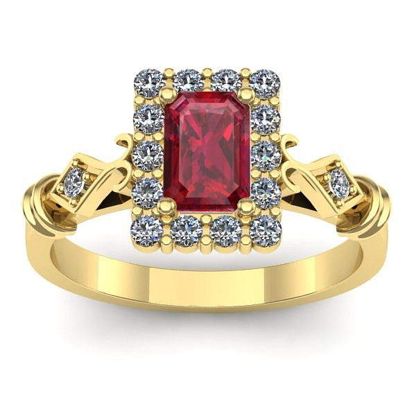 Inel de logodna cu rubin dreptunghiular