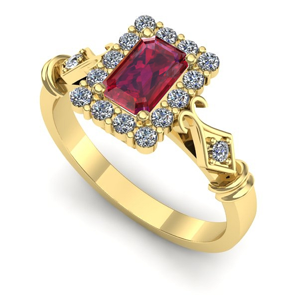 Inel de logodna din aur galben cu rubin