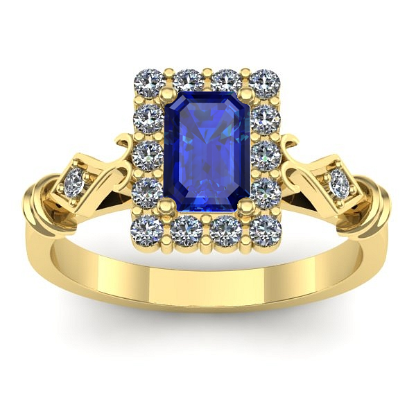 Inel logodna cu safir dreptunghiular