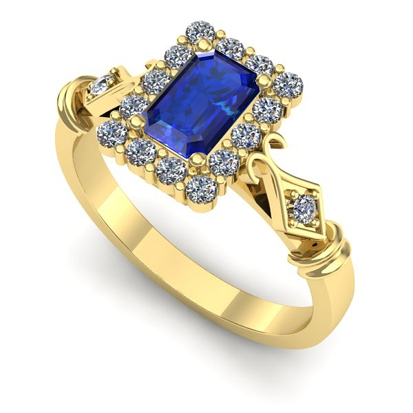 Inel din aur galben cu safir