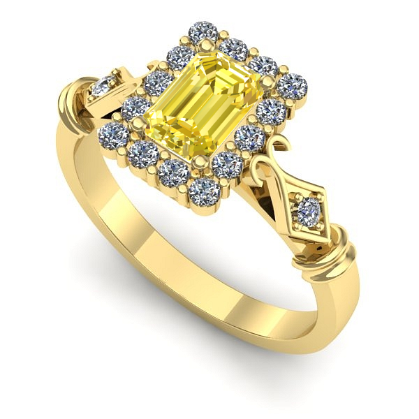 Inel logodna din aur galben cu safir galben