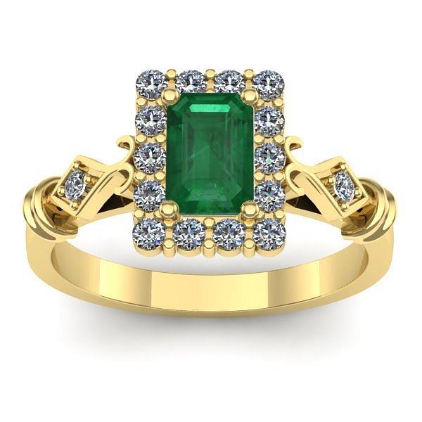 Inel de logodna cu smarald dreptunghiular