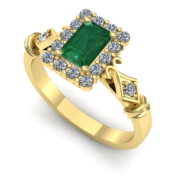 Inel din aur galben cu smarald