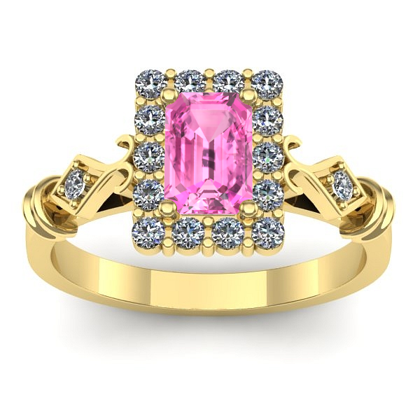 Inel de logodna cu safir roz dreptunghiular