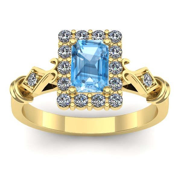 Inel cu topaz blue dreptunghiular