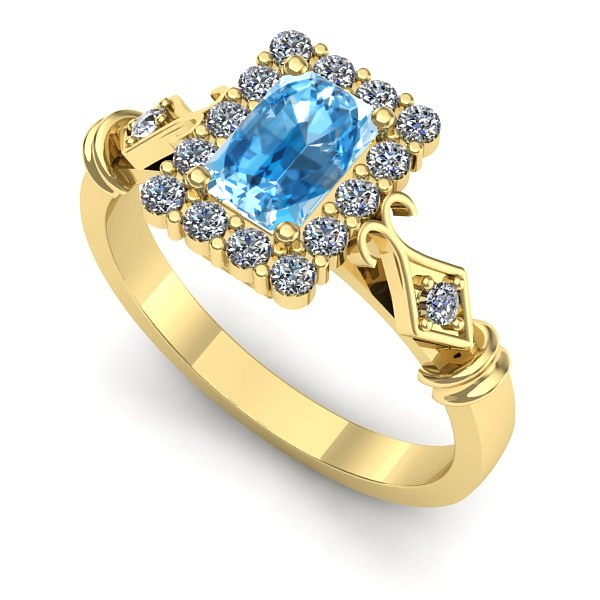 Inel din aur galben cu topaz blue