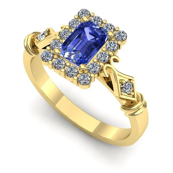 Inel logodna din aur galben cu tanzanit
