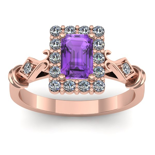 Inel logodna cu ametist dreptunghiular