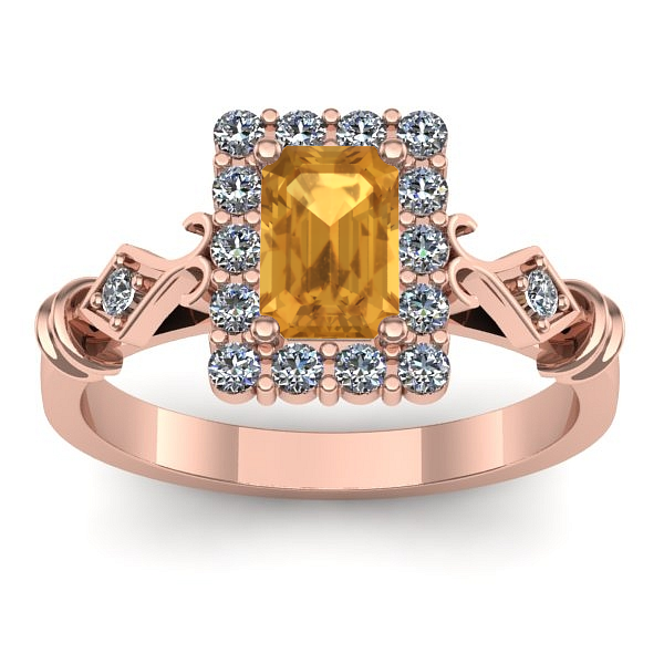 Inel cu citrin dreptunghiular