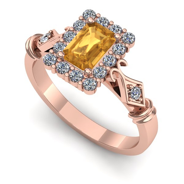 Inel din aur roz cu citrin