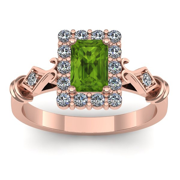 Inel logodna cu peridot dreptunghiular