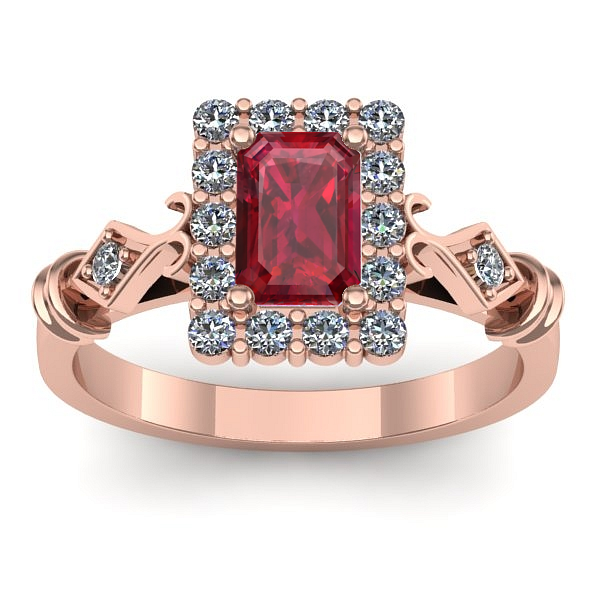 Inel logodna cu rubin dreptunghiular