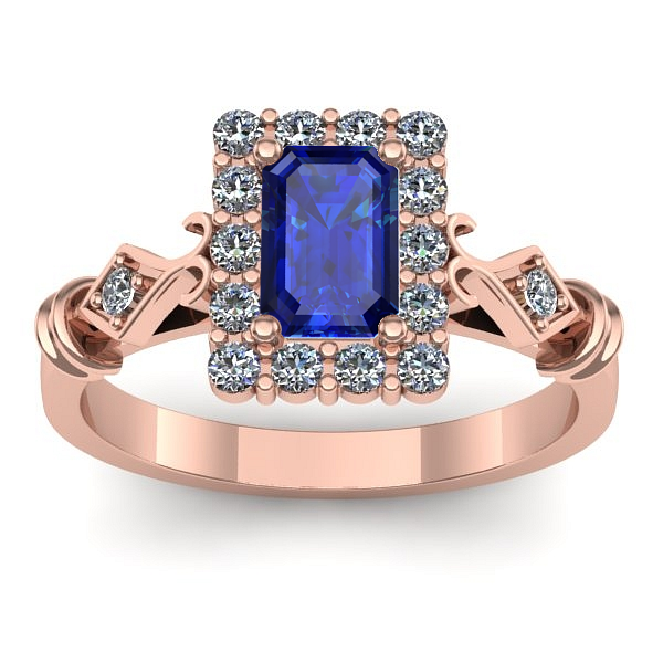 Inel cu safir dreptunghiular