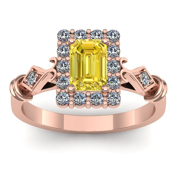 Inel de logodna cu safir galben dreptunghiular