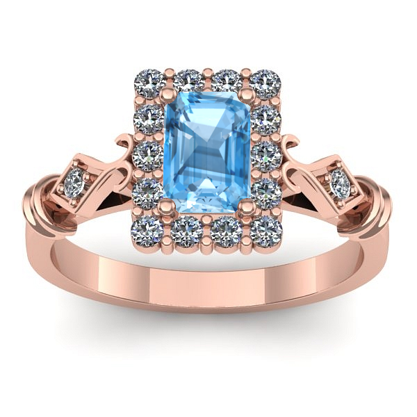 Inel cu topaz blue dreptunghiular