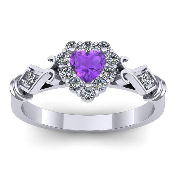 Inel cu ametist inima