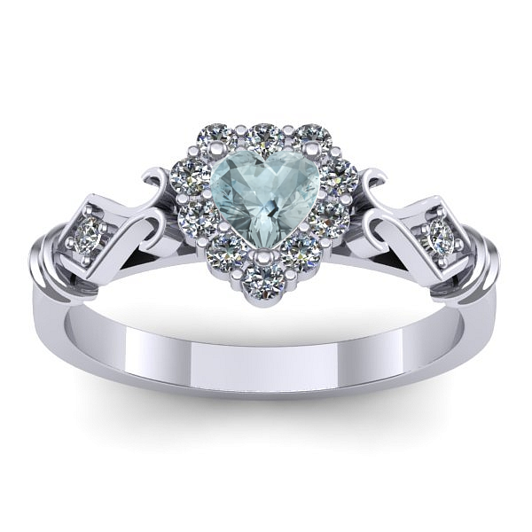 Inel logodna cu aquamarin inima