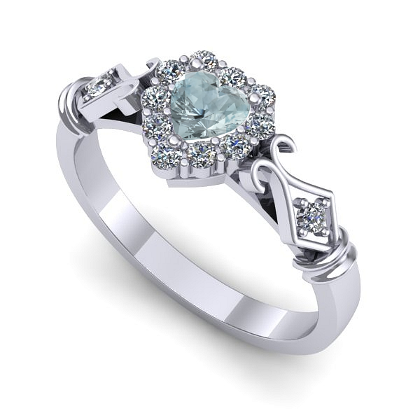 Inel din aur alb cu aquamarin
