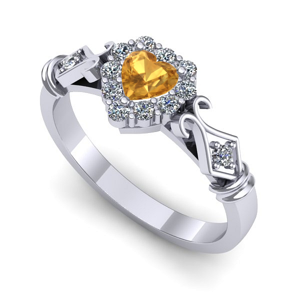 Inel de logodna din aur alb cu citrin