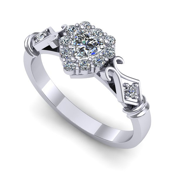 Inel logodna din aur alb cu diamant