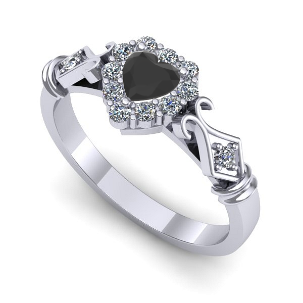 Inel logodna din aur alb cu diamant negru