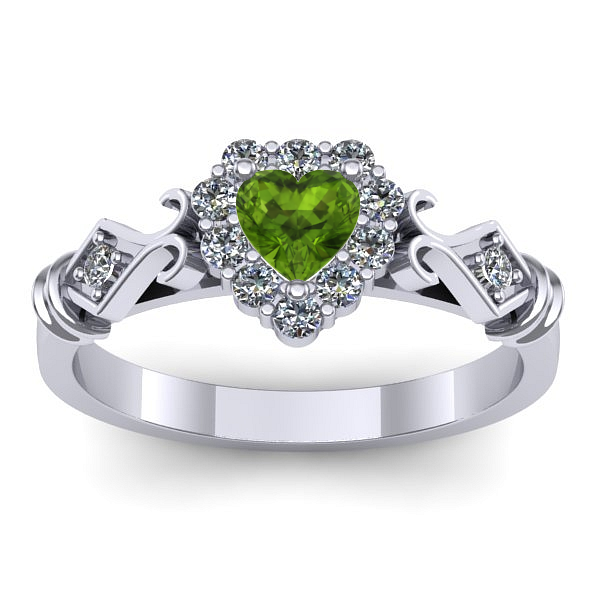 Inel logodna cu peridot inima