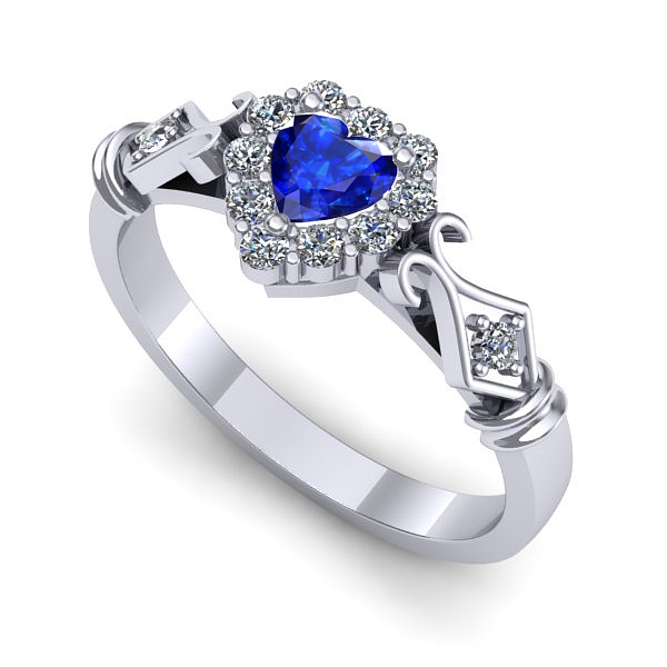 Inel din aur alb cu safir