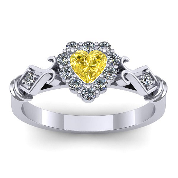 Inel cu safir galben inima