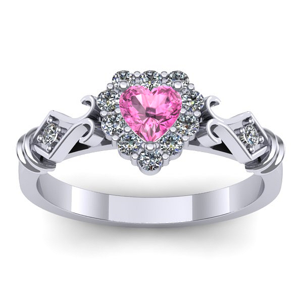 Inel de logodna cu safir roz inima