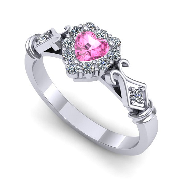 Inel din aur alb cu safir roz