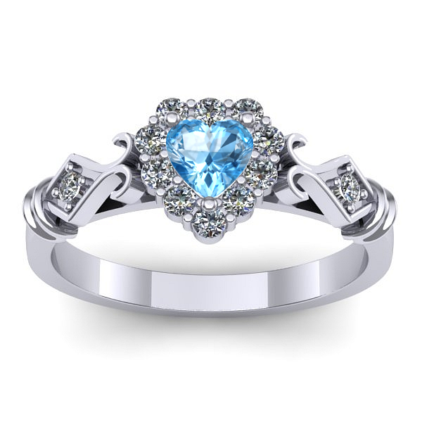 Inel de logodna cu topaz blue inima