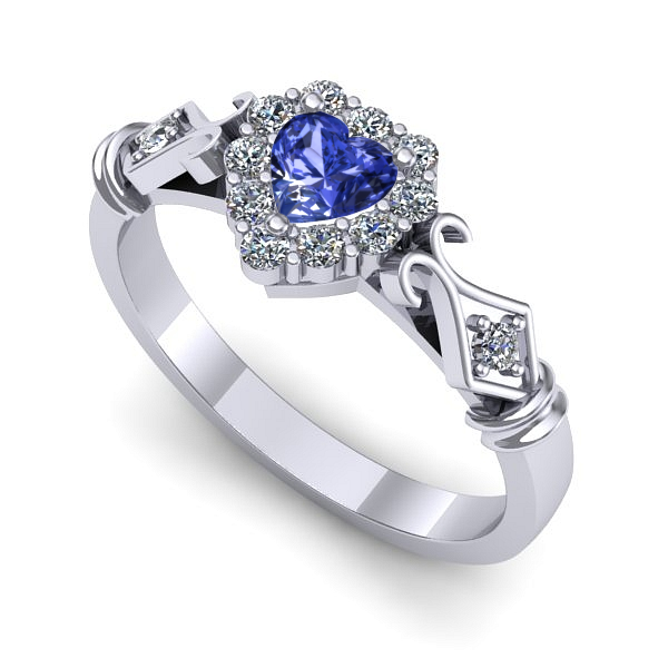 Inel din aur alb cu tanzanit