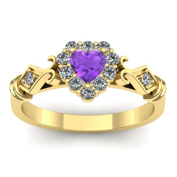 Inel cu ametist inima