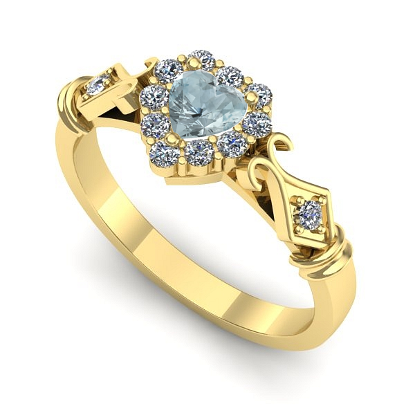 Inel din aur galben cu aquamarin