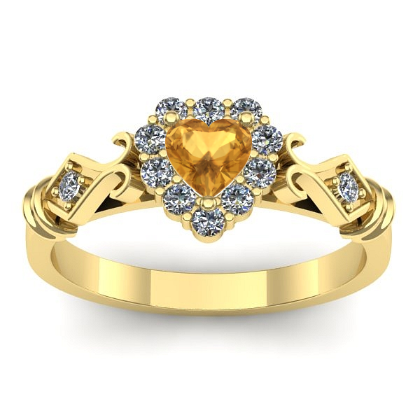 Inel cu citrin inima