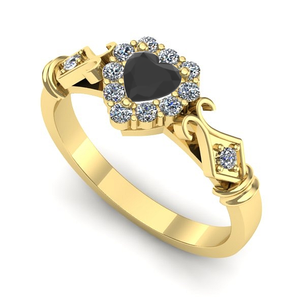 Inel din aur galben cu diamant negru