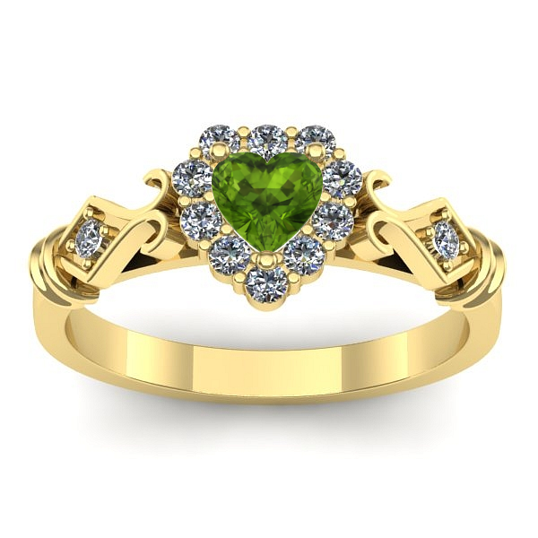 Inel logodna cu peridot inima