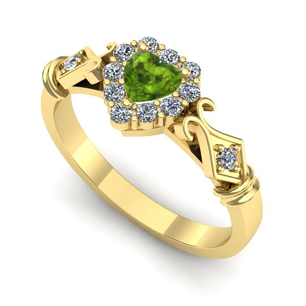 Inel logodna din aur galben cu peridot