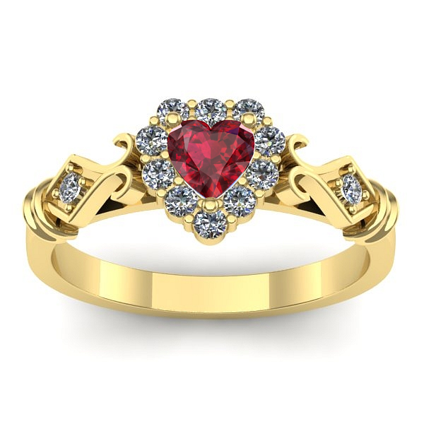 Inel logodna cu rubin inima