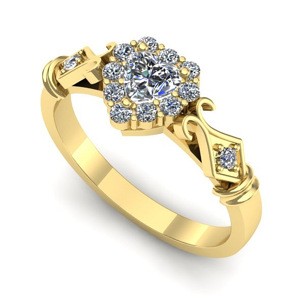 Inel de logodna din aur galben cu safir alb