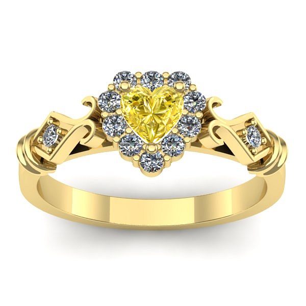 Inel cu safir galben inima