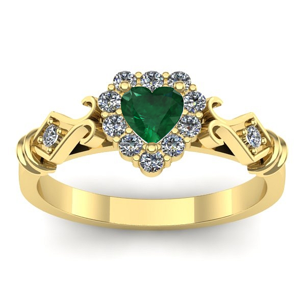 Inel cu smarald inima