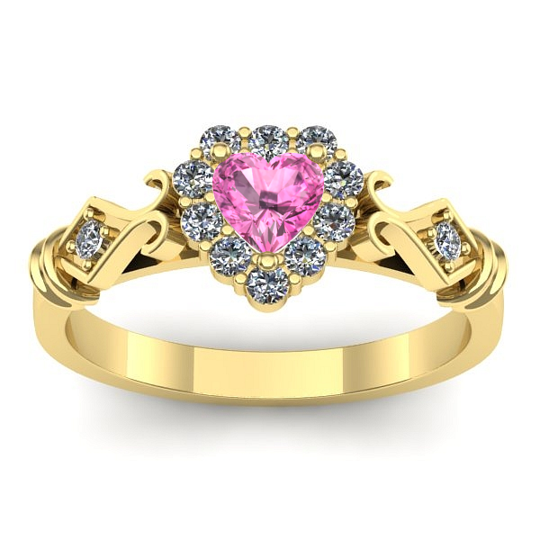 Inel cu safir roz inima